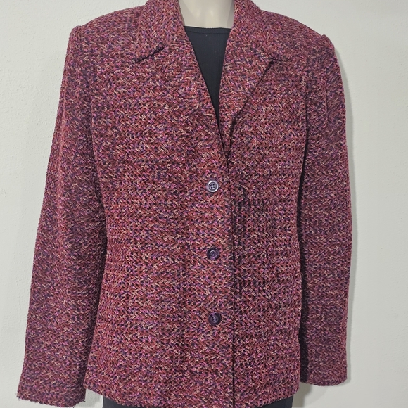 Liz Baker Women's Burgundy Blazer - Picture 2 of 13